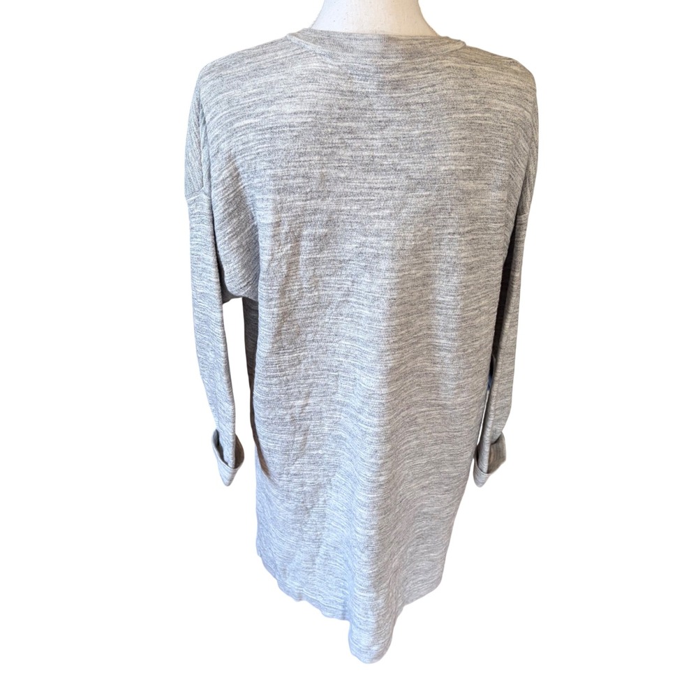 J Jill Gray Open Front Long Cardigan Sweater Duster XL Minimalist Cotton - Picture 3 of 9